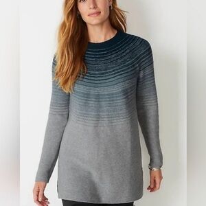 J.Jill Ombré Tunic Teal Gray Tunic Length Sweater